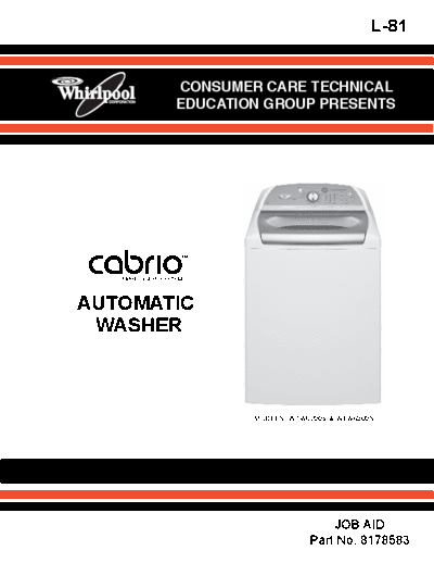 8178583 L-81 Whirlpool Cabrio Automatic Washer