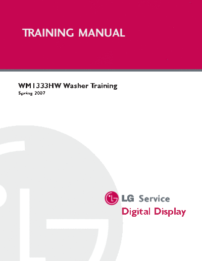 WM1333HW LG Washer Training Spring 2007