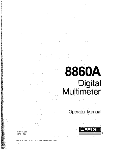 FLUKE 8860A Operating