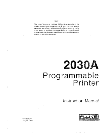 FLUKE 2030A Programmable Printer Instruction