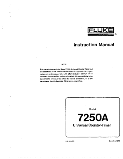 FLUKE 7250A Instruction
