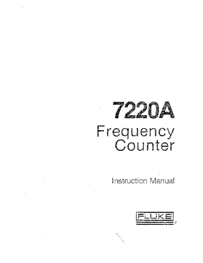 FLUKE 7220A Instruction