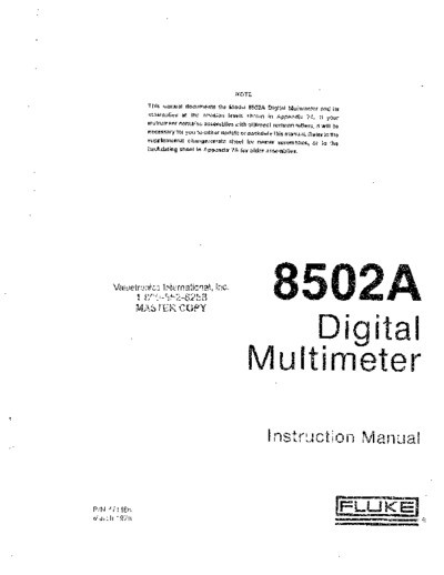 FLUKE 8502A Instruction