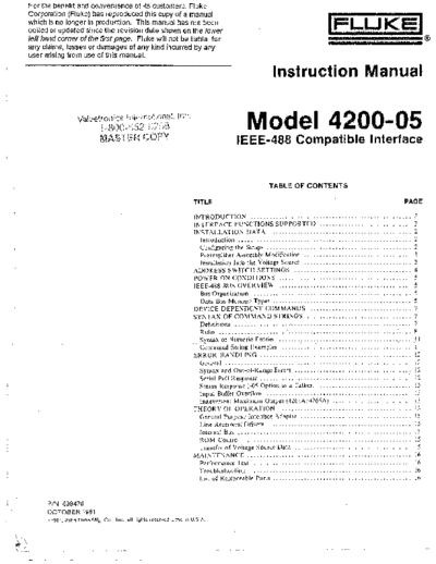 FLUKE 4200-05 Instruction