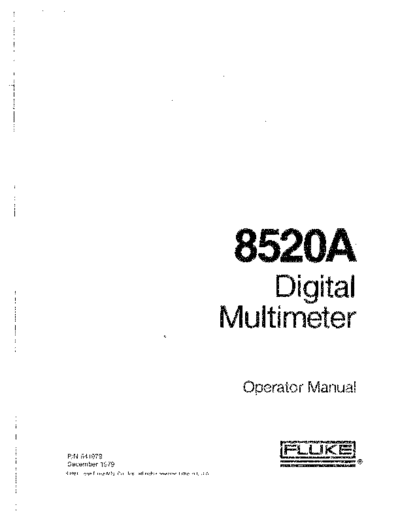 FLUKE 8520A Operator