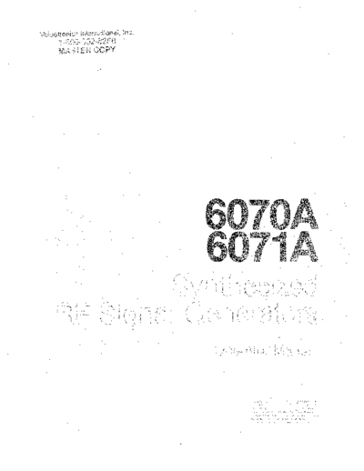 FLUKE 6071A Operation