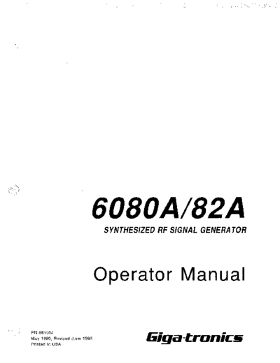 FLUKE 6080A 6082A Operation