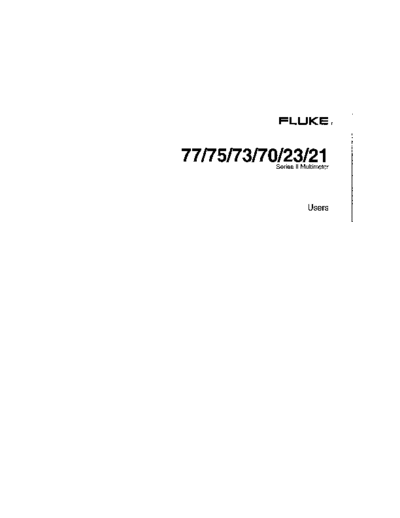 FLUKE 77_252C 75_252C 73_252C 70_252C 23_252C 21 Series II User