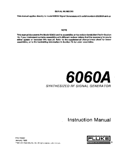 Fluke 6060A Instruction