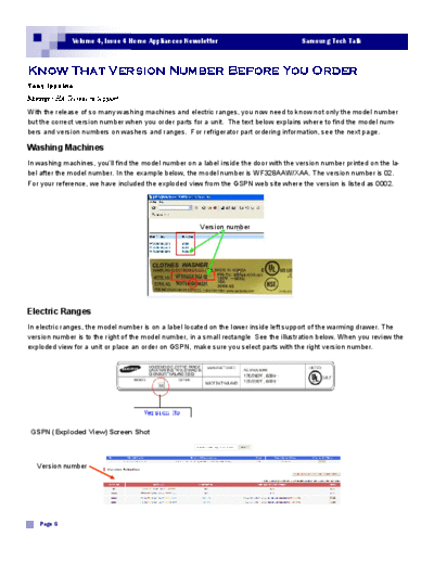 Samsung - Home Appliance News Letter Version info - Rev07-02-2010