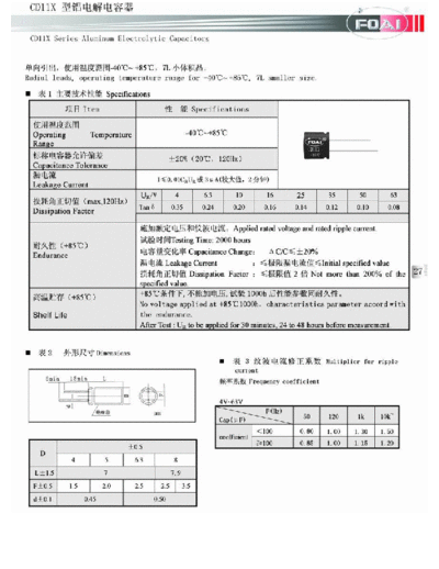 Foai [radial thru-hole] CD11X Series