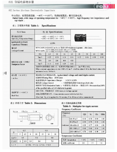 Foai [radial thru-hole] FZE Series