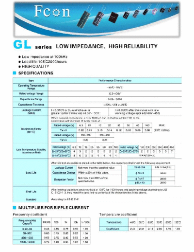 Fcon [radial thru-hole] GL Series