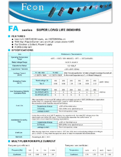 Fcon [radial thru-hole] FA Series