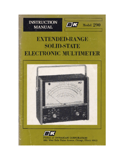 B&K Model 290 Extended Range Solid-State Electronic Multimeter