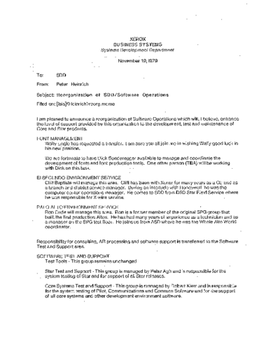 19791119_Reorganization_Of_SDD_Software_Operations