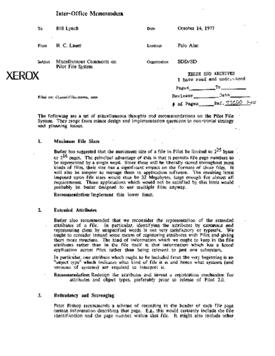 19771014_Miscellaneous_Comments_On_Pilot_File_System