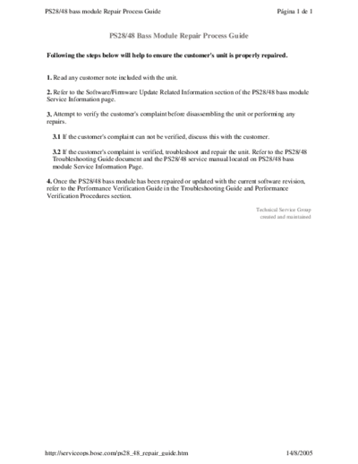 PS28 PS-48 Bass Module Repair Process Guide