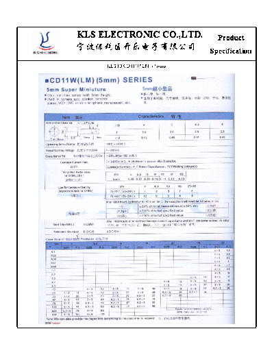 KLS [radial thru-hole] CD11W LM Series