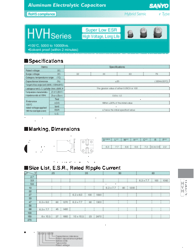 Sanyo [hybrid polymer smd] HVH Series