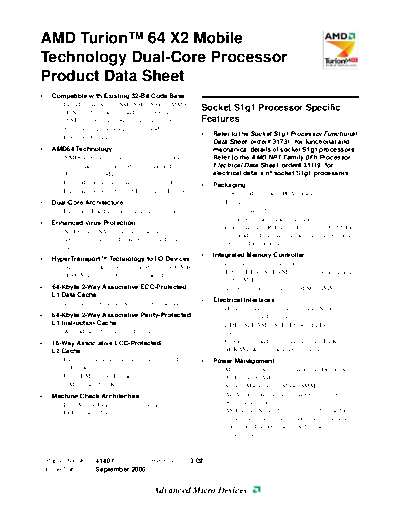AMD Turion 64 X2 Mobile Technology Dual-Core Processor Product Brief. [rev.3.02].[2006-09]