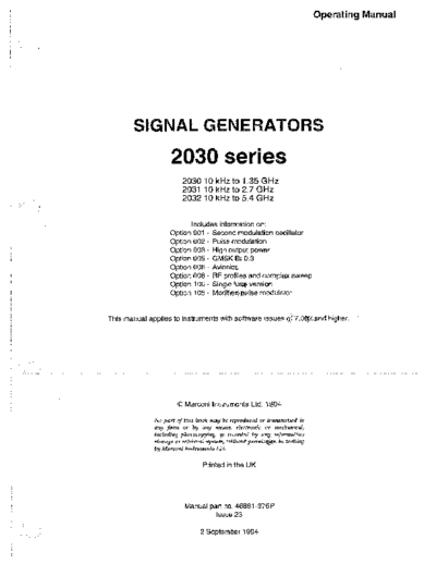MARCONI 2030 Series Operating