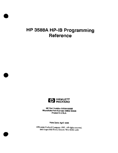3588A 03588-90025 HP-IB Programming Reference April90