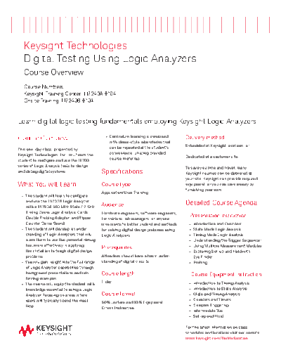 5988-3633EN Digital Testing Using Logic Analyzers - Course Overview c20140811 [2]