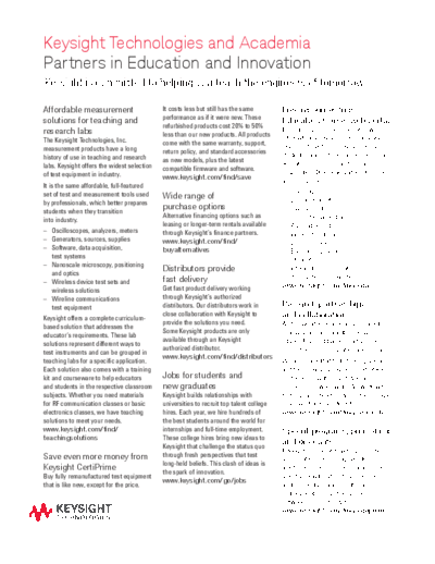 5989-7177EN Keysight and Academia Partners in Education and Innovation - Promotional Flyer c20140725 [2]