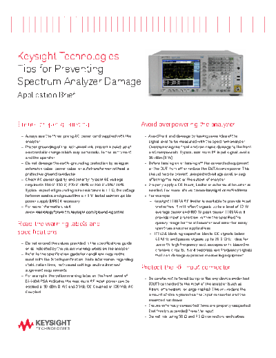 5989-8791EN Tips for Preventing Damage to Spectrum Analyzer c20140723 [2]