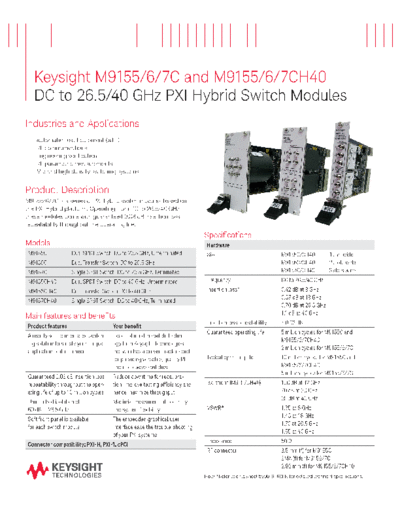5990-6170EN M9155 6 7C and M9155 6 7CH40 DC to 26.5 40 GHz PXI Hybrid Switch Modules - Flyer c20141023 [2]