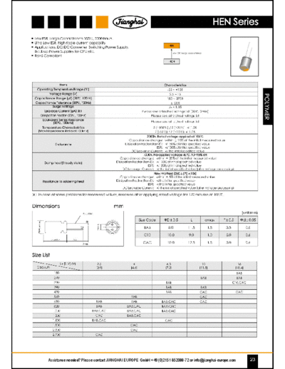 Jianghai [polymer thru-hole] HEN Series