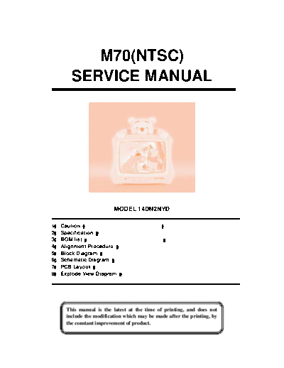 DISNEY M70 CHASSIS 14DN2NYD TV SM