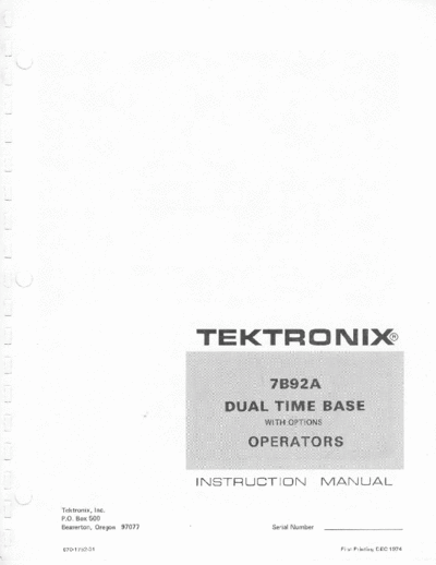 7B92A Dual Time Base (Oscilloscope Plugin) (1975) WW
