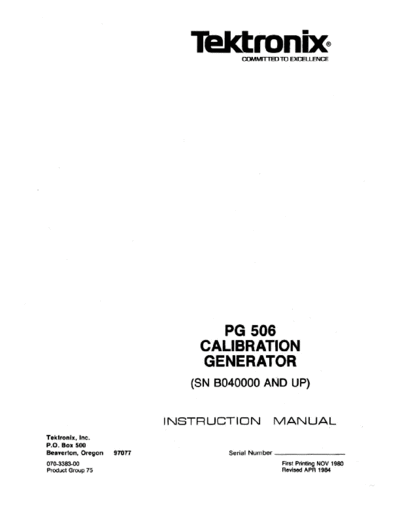 PG506 Calibration Generator (Plugin) (1984) WW