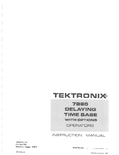 TEK 7B85 Operations Manual