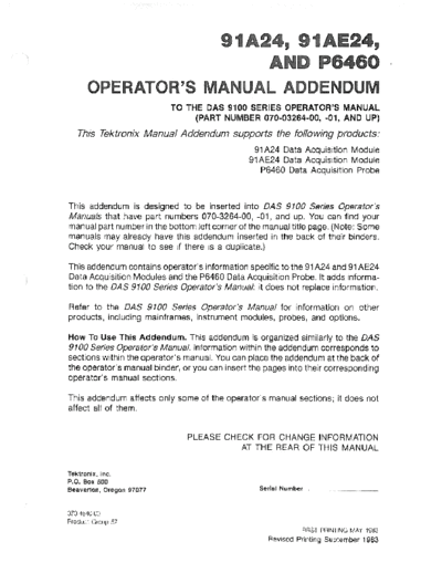 TEK 91A24_252C 91AE24_252C P6460 Operator_2527s Manual Addendum
