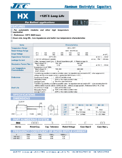 JEC [radial thru-hole] HX Series