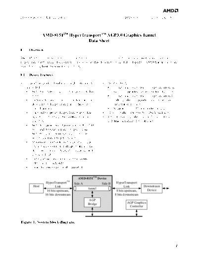 AMD-8151 HyperTransport AGP3.0 Graphics Tunnel Datasheet. [rev.3.03]