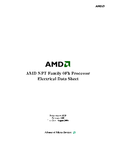 AMD NPT Family 0Fh Processor Electrical Datasheet. prev.3.00].[2006-08]
