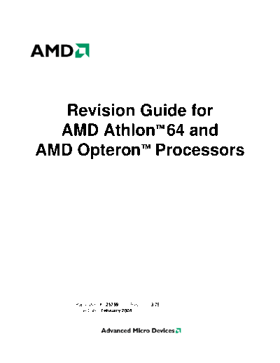 Revision Guide for AMD Athlon 64 and AMD Opteron Processors. [rev.3.75].[2008-02-25]