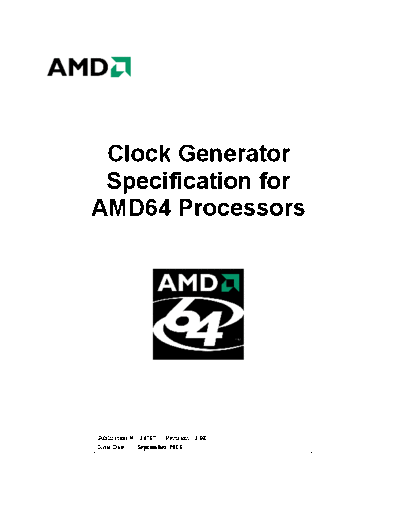 Clock Generator Specification for AMD64 Processors. [rev.3.08].[2003-09-16]