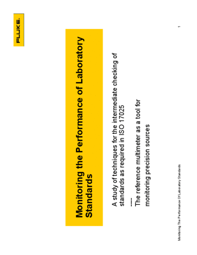 Monitoring the Performance Of Laboratory Standards
