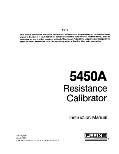 FLUKE 5450A Operation