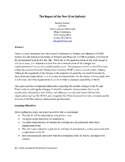 The impact of the new SI on industry final