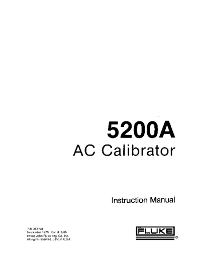 FLUKE 5200A Instruction