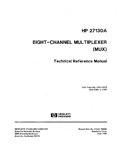27132-90006_27130A_8_Channel_Multiplexer_Technical_Reference_Jun83