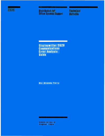 G320-0164-0_Displaywriter_5520_Communications_Error_Analysis_Guide_Aug84