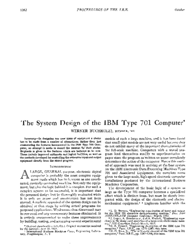 Buchholz_IBM_701_System_Design_Oct53