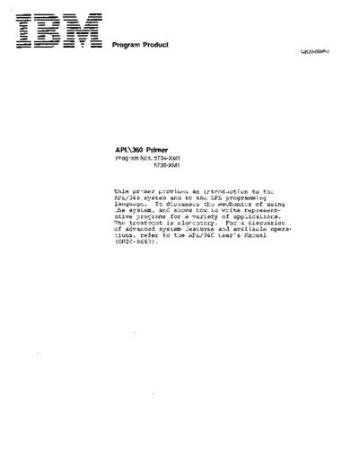 GH20-0689-1_APL_360_Primer_Jan70